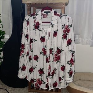Rose patterned button down shirt